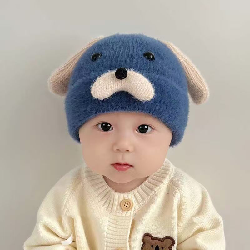 婴儿帽子秋冬款针织毛线帽婴幼儿冬季可爱超萌套头帽男宝宝护耳帽|undefined