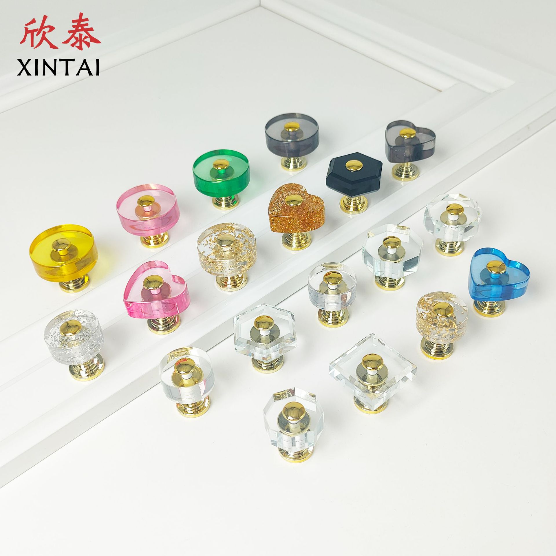 金色亞克力拉手櫥櫃床頭櫃櫃門塑料門把手輕奢玻璃鋁合金單孔拉手