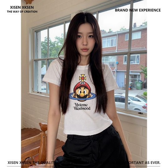 Vivi Western Queen Mother Short-sleeved New T-shirt Women's Slim-fit Cartoon Animation Super Mary Shoulder T Casual Summer te