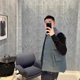 高品质现货DO家羽绒马甲25新款立领满印印花暗纹立领羽绒马甲韩版