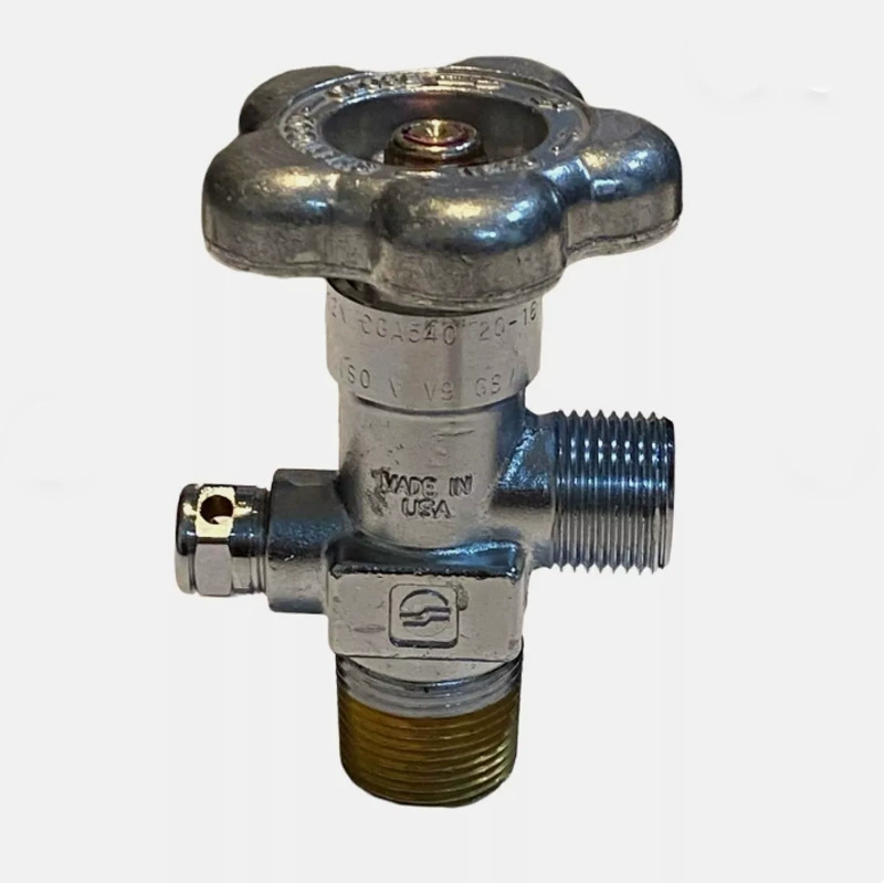 Вентиль для кислородного баллона CGA540, латунный, хромированный; Вентиль для азотного баллона CGA580, CGA320, CGA330