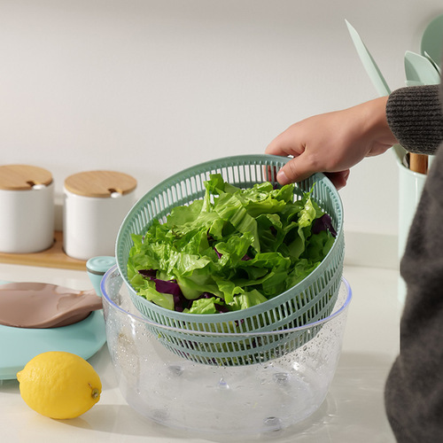New kitchen fruit and vegetable spinner double-layer electric dehydrator hand-cranked salad vegetable dehydrator drain basket