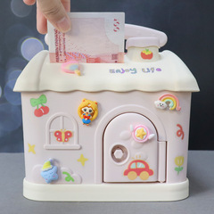 Cartoon Cute House Piggy Bank, Depositable and Withdrawable, Portable Resin Anti-Slip Gift Bank for Students and Children