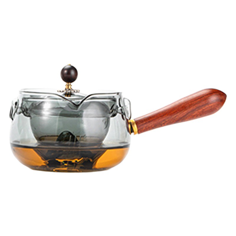Mango de madera lateral de vidrio de borosilicato olla de ocio 360 ° revestimiento giratorio fabricante de té hogar estufa de cerámica eléctrica tetera