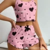 Розовый фон, чёрные сердечки (комплект)
