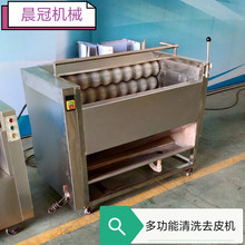 厂家销售商用毛辊清洗去皮机红薯瓜果清洗去皮设备药材清洗机