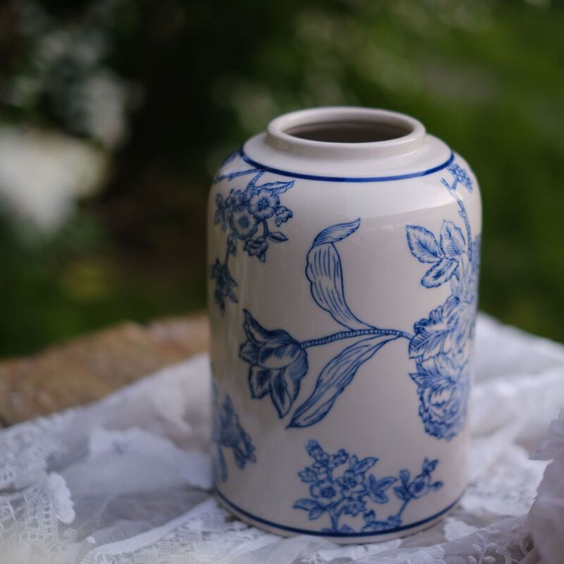 新中国風復古風水墨青花陶磁器花瓶花挿し置物優雅古典花瓶客間装飾品|undefined