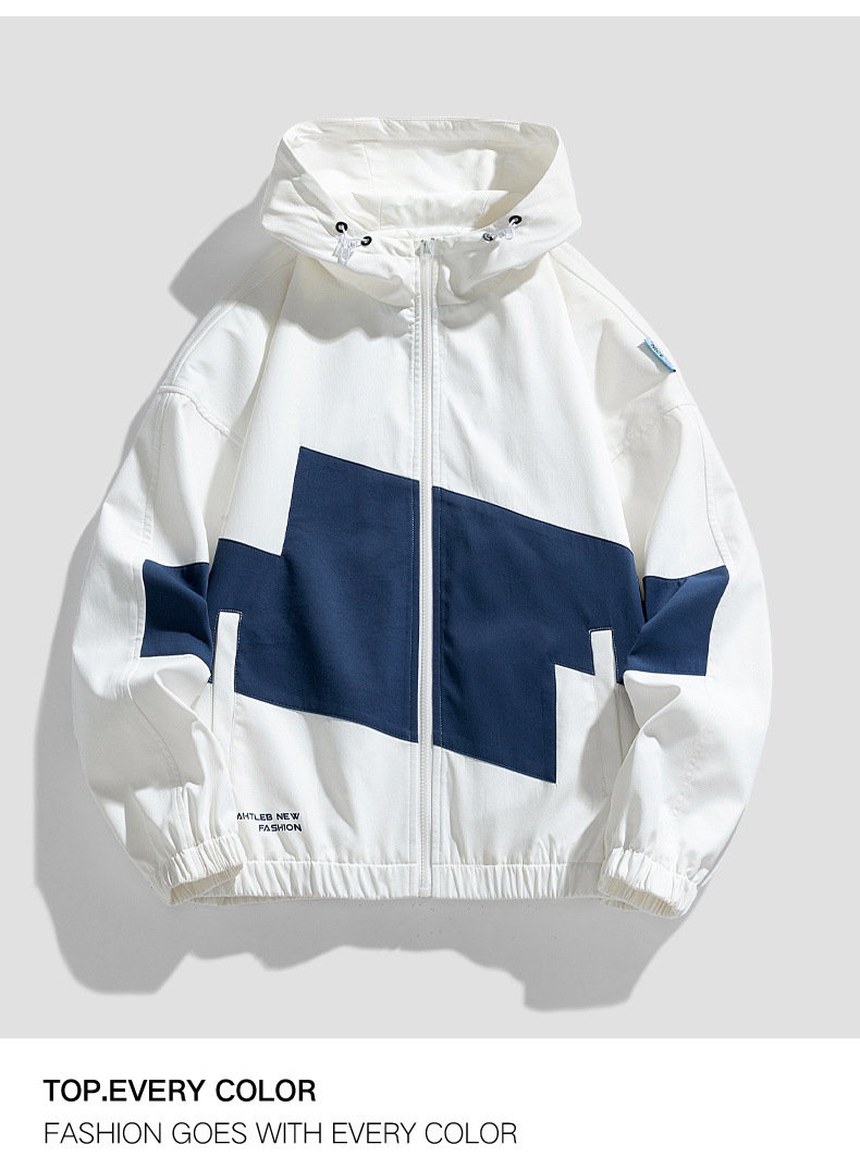 Giacca uomo casual a contrasto con revers stile windbreaker_voghion.com