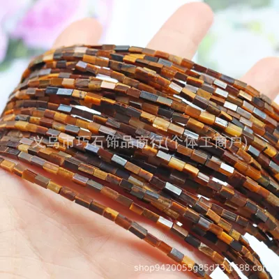 2*4mm Natural Stone Rectangular Loose Zərgərlik ara hissələri - natural-tiger-eye-stone-24mm