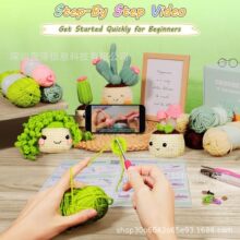 跨境新品Crochet Kit for Beginners - 4 PCS 新款植物钩针四件套