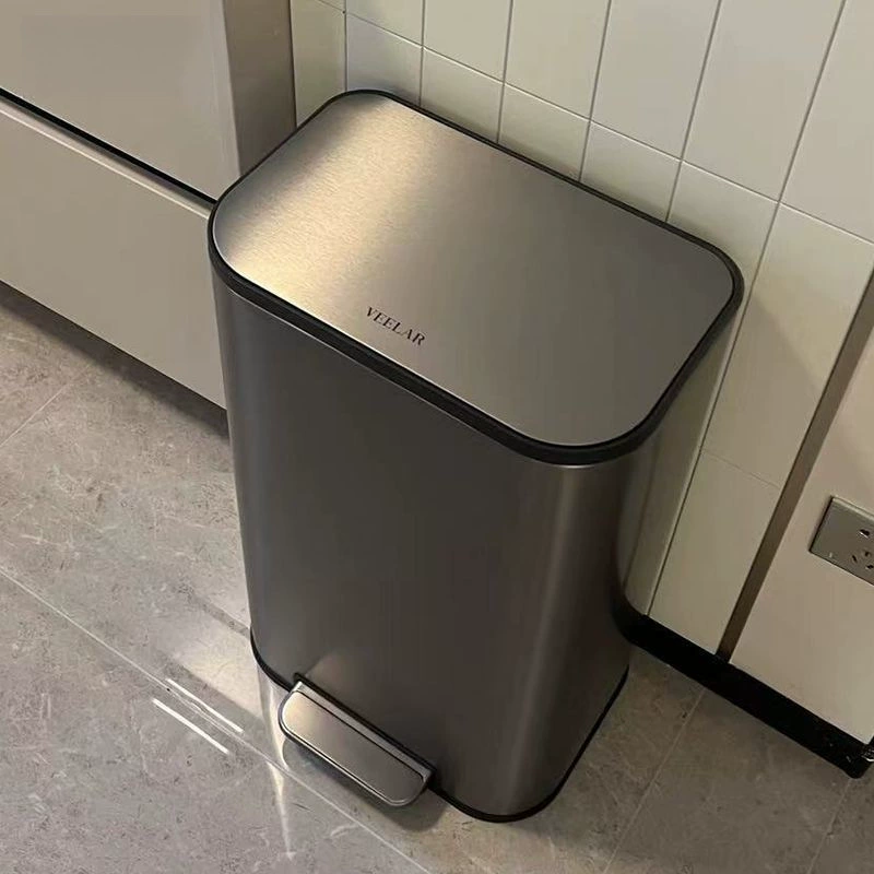 Мусорное ведро для кухни VEELAR, большая вместимость, новинка 2025 года, для дома, гостиной, доступное, роскошное, из нержавеющей стали, с педалью.