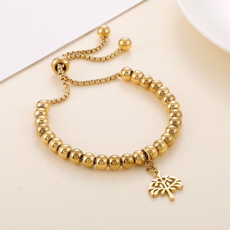 Sunflower, Tree Pattern Women'S Gender Elegant Sunflower Tree Titanium Steel Gold Plated Bracelets
