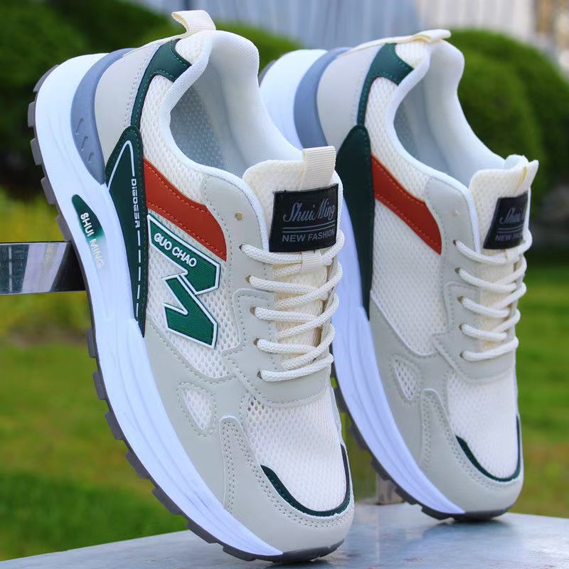 Verano nuevo estilo de una sola red hueca transpirable zapatos de papá estudiantes zapatos de suela suave todo fósforo hombres zapatos casuales antideslizantes y resistentes al desgaste