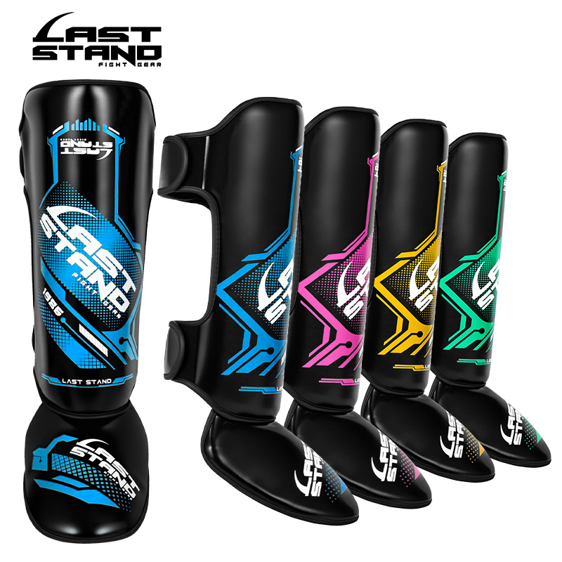 Martial Arts Shin Guards for Muay Thai and Sanda, Suitable for Children and Adults, Foot Protection, Back Ankle Boxing Training Shin Pads, Thickened