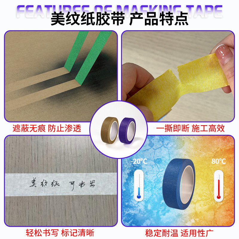 Cintas de papel coloridas para niños educación temprana mano de papel de pared sin marcas separación de color mano DIY cinta adhesiva de decoración image 3