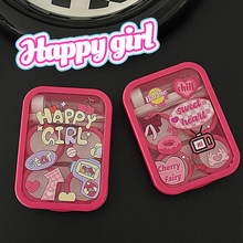 美瞳盒荧光玫红潮系美式复古透明两副装收纳盒隐形眼镜伴侣盒