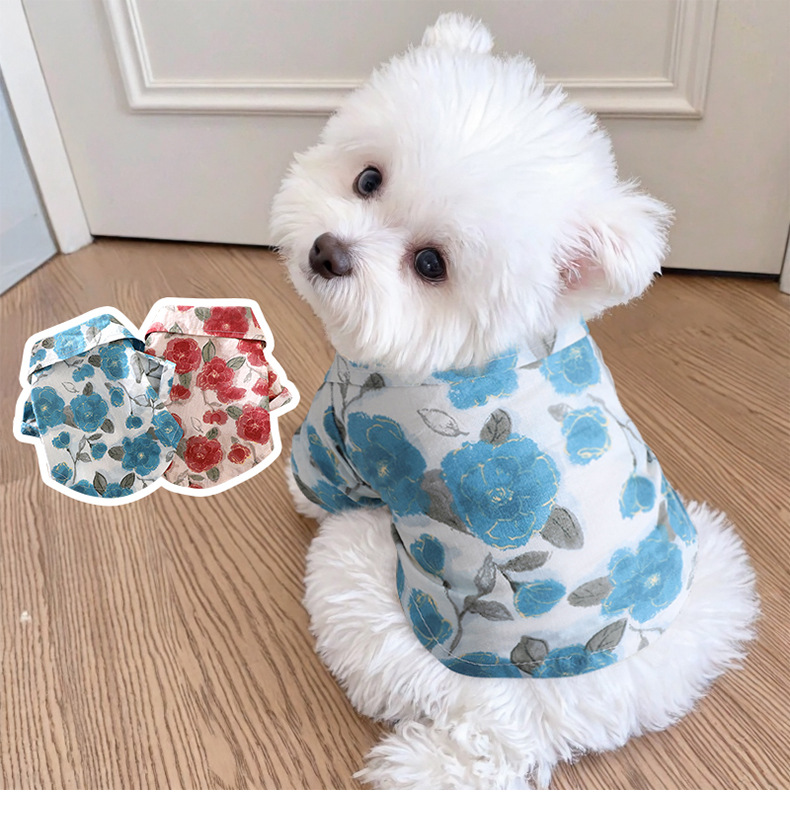 Chaleco para perro con rosas camisa ligera para perros pequeños_voghion.com