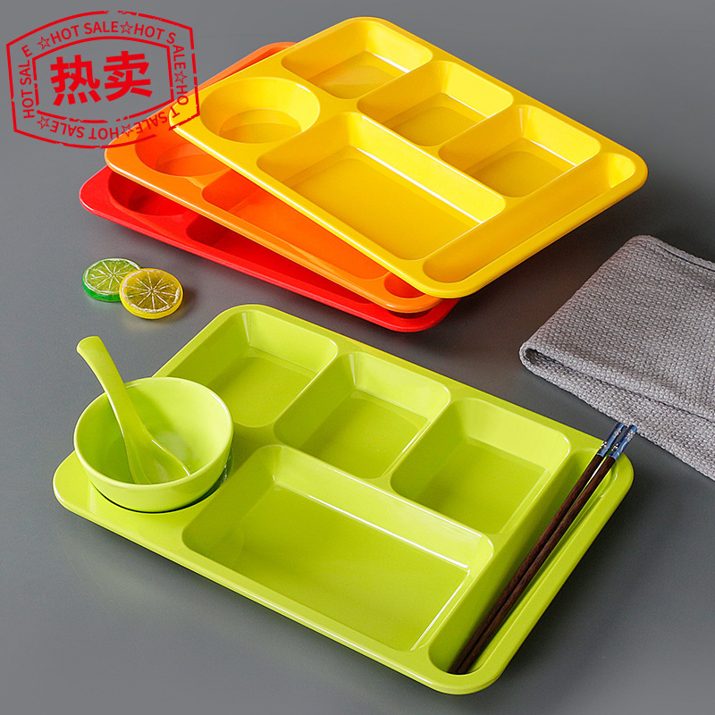 Melamine grid plate imitation porcelain school canteen special fast food plate set restaurant commercial dinner plate wholesale