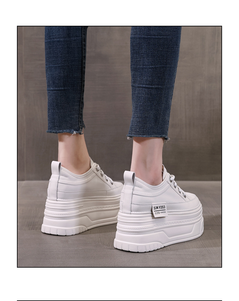 Giày sneaker nữ đế dày bánh xốp trắng phối đế độn cao — Màu đen chi tiết 19