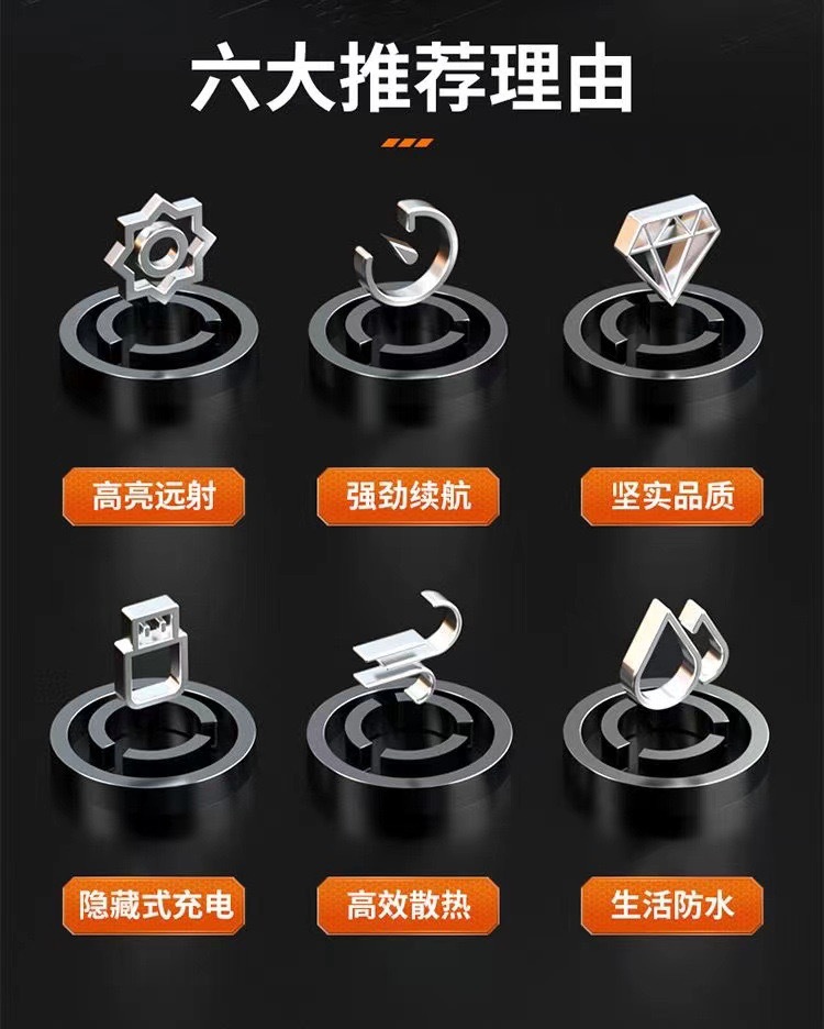 Cross-Border Outdoor Patrol Spotlight Long-Range Strong Light Flashlight Portable Rechargeable Small Retractable Wholesale Floodlight P50