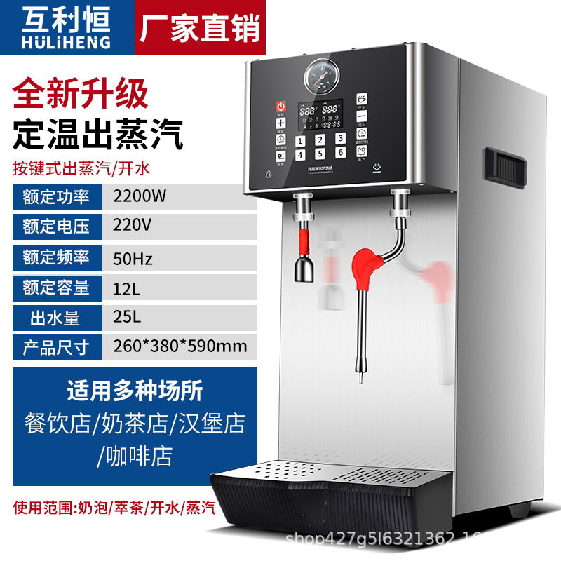 Caldera de Vapor para Leche, Espumador de Leche, Cafetería, Extractor de Té Multifuncional, Máquina de Vapor de Temperatura Constante de Doble Cabezal, Caldera de Agua Comercial