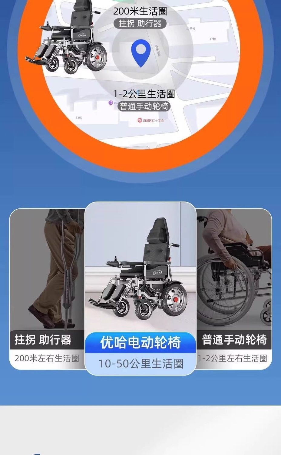 Branded electric wheelchair for the elderly, intelligent foldable electric mobility aid