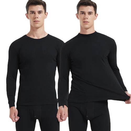 Men's pure cotton autumn clothes and autumn trousers youth round neck cotton sweater bottoming half high collar autumn and winter thermal underwear set