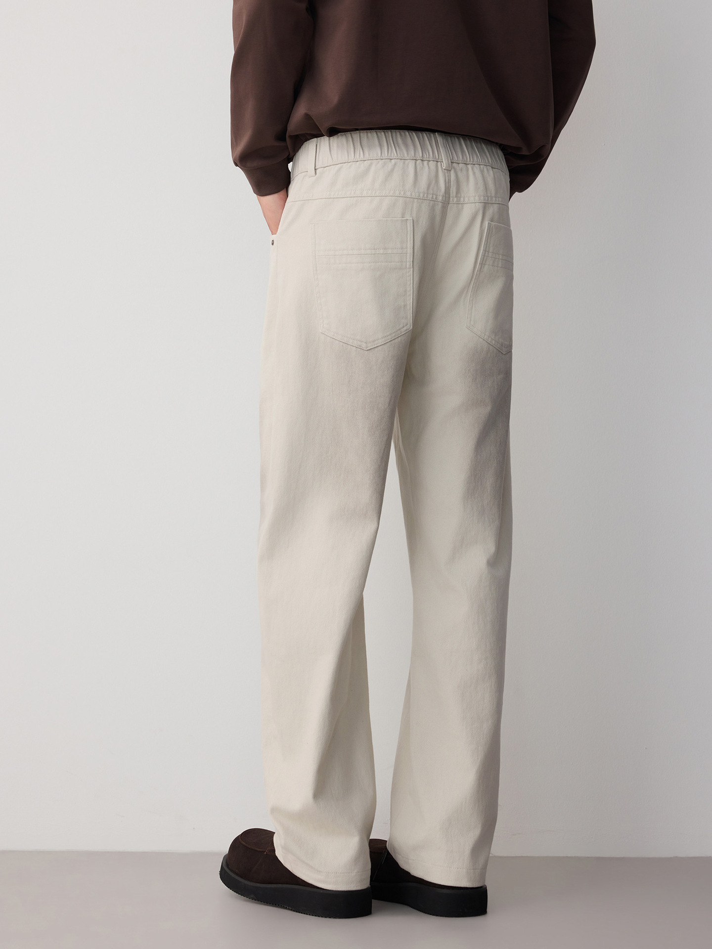 Quần jean nam ống rộng phong cách đường phố, chất liệu cotton, hiệu ứng làm cũ — đen