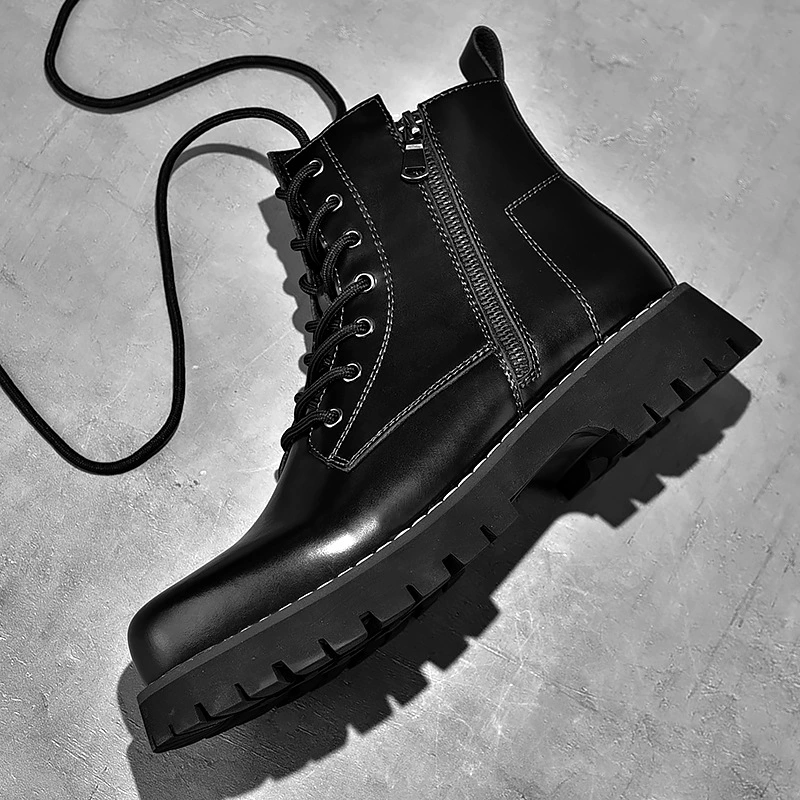 Шпиц головы слой воловьей кожи яркое лицо Martin сапоги мужская боковая молния кружевное кожаное платье