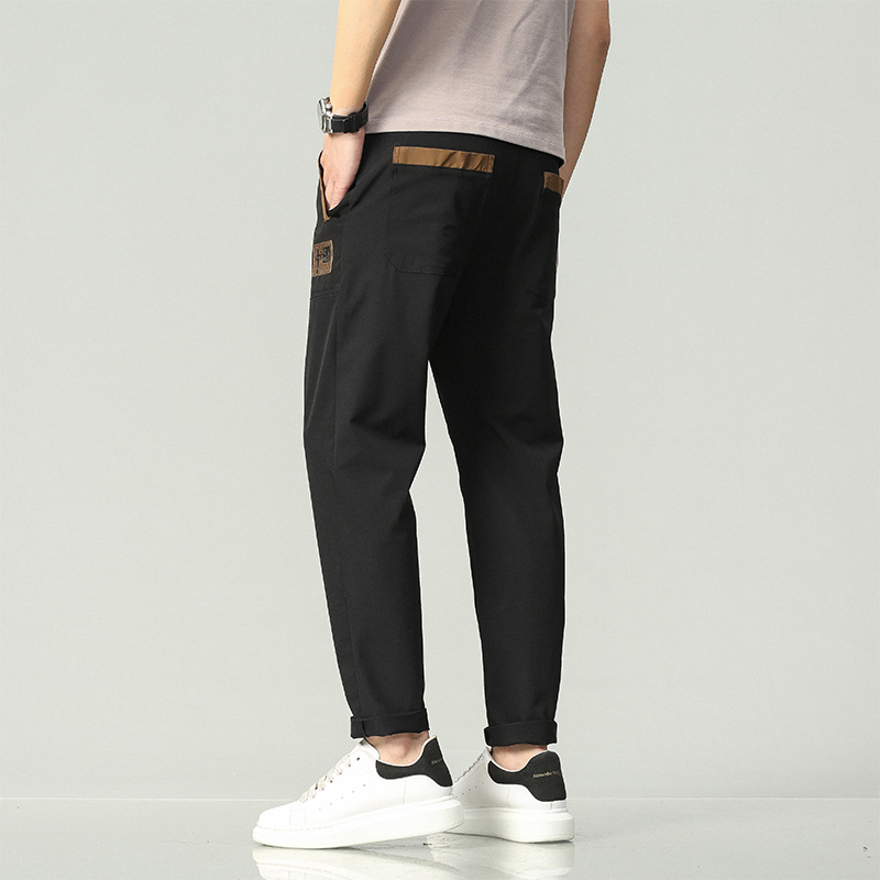 Pantalones casuales de los hombres primavera y otoño nuevo slim fit flaco chino bordado elástico cintura encaje casual jeans ropa