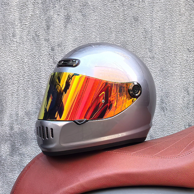 Orz Motocicleta Retro Casco completo Hombre Invierno Personalidad Cool Mujer Nacional Tendencia Crucero Coche Retro Casco Cuatro estaciones Universal