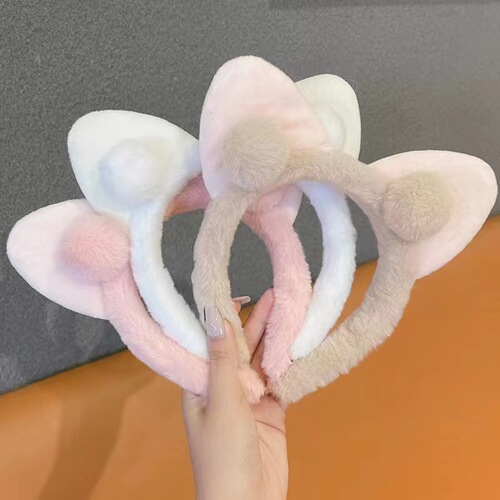 New Rabbit Ears Headband Female Cinnamon Dog Kuromi Cartoon Doll Hair Clip Headband Plush Face Wash Headband Wholesale
