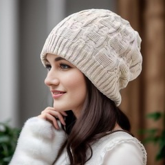 秋冬の帽子の女性のファッションの耳の毛糸の帽子の二重の保温の月子の帽子は厚い毛糸の帽子を厚くします。