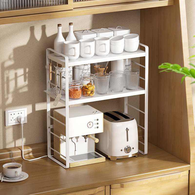 厨房用品调料分层收纳架台面双层隔板放锅具家用碗碟铁艺收纳架子