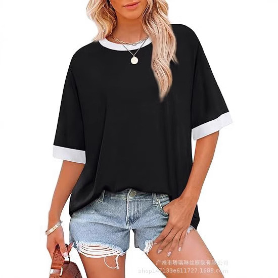 2025 Amazon European and American foreign trade women's pullover round neck casual short sleeve shirt dress crew neck T-shirt 2025 Amazon European and American foreign trade women's pullover round neck casual short sleeve shirt dress crew neck T-shirt