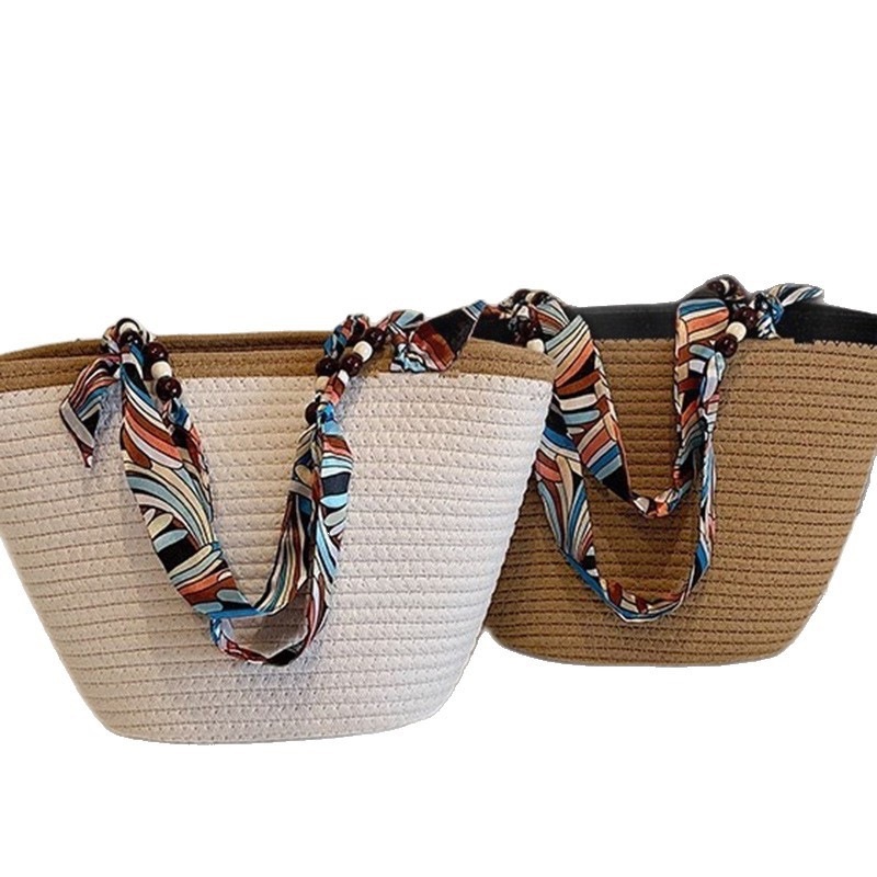 Nueva bolsa de tejido de gran capacidad, bolsa de viaje, bolsa de playa de paja, bolsa de hombro, bolsa de mujer. image 6