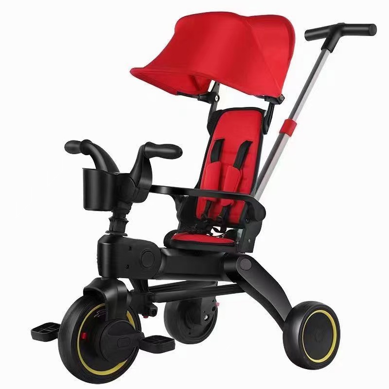 Triciclo infantil plegable ligero cochecito empuje bebé aprendizaje 1-3 años