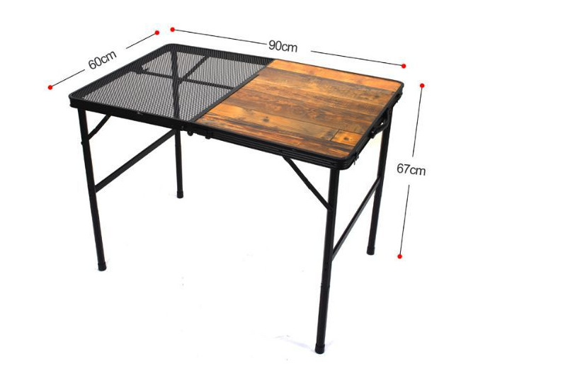 屋外キャンプテーブル鉄網折り畳みテーブル携帯キャンプテーブル昇降棚付きアルミ合金テーブル代発