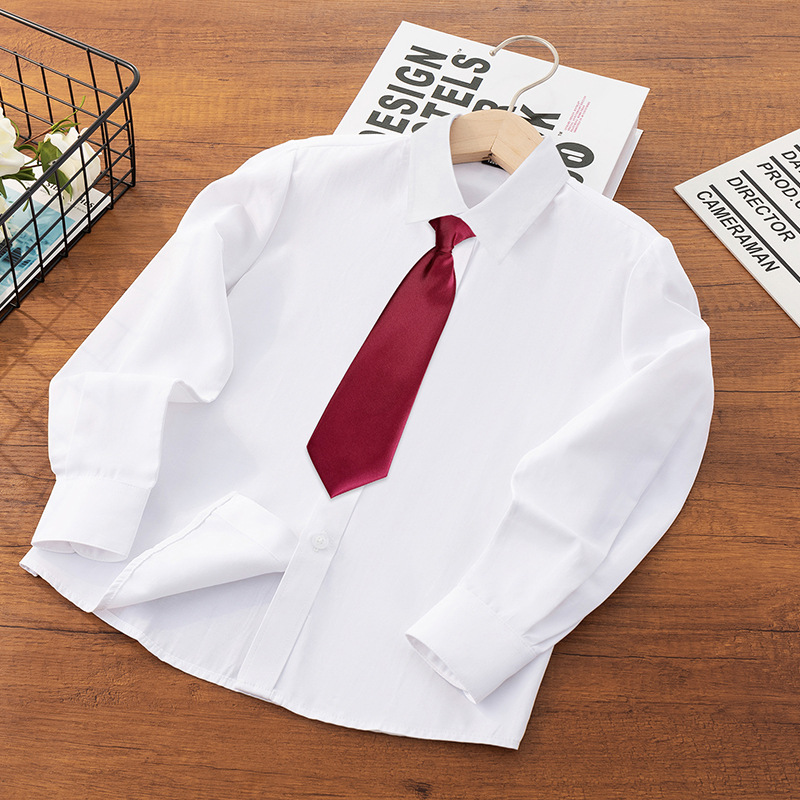 Camisa blanca para niños Camisa de manga larga de primavera y otoño para niños