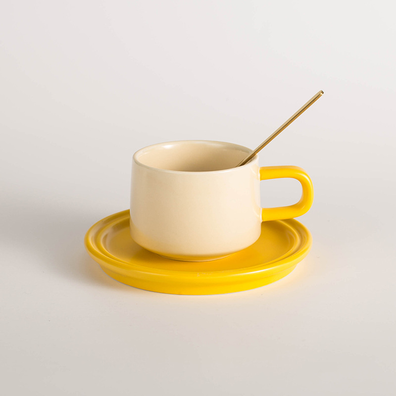 Creamy Milk Green Coffee Cup And Saucer Matte Ceramic Cup And Saucer Set Gift Good Coffee Cup High End Gift Box_voghion.com