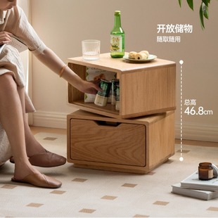Solid wood bedside table cherry wood floor rotating coffee table oak sofa side cabinet bedroom bedside storage cabinet