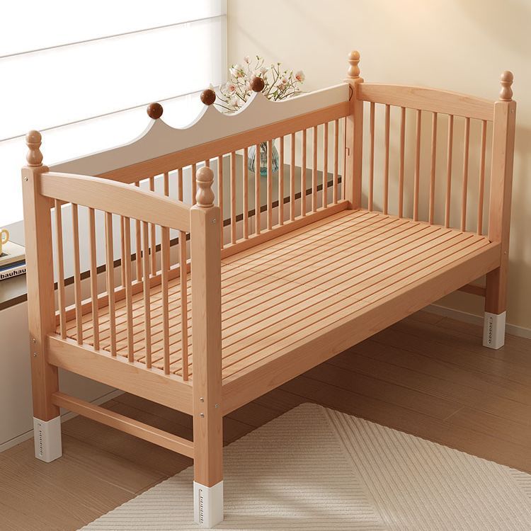Beech Children's Spliced ​​Bed Height-Adjustable Baby Solid Wood Widened Bed Adults Can Sleep Fence Lift