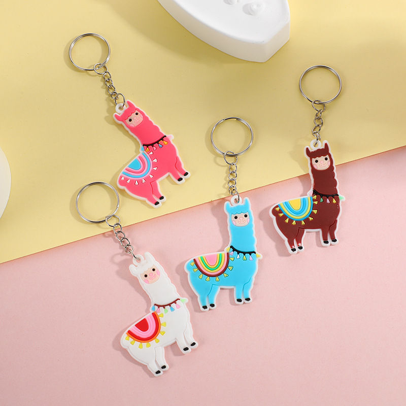 New Cartoon Alpaca Keychain PVC Cute Cartoon Keychain Pendant Small Gift Backpack Hanging Accessories