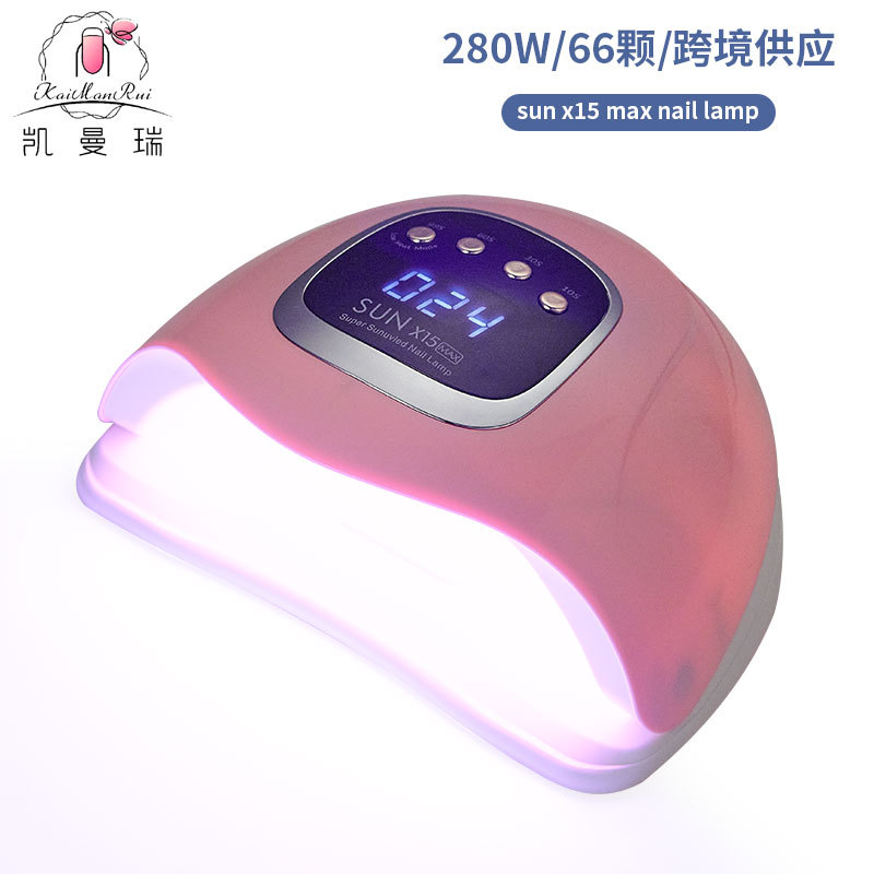 Lámpara de uñas de alta potencia de 280W, temporizador UV, lámpara de fototerapia inteligente, luz roja, secador de uñas de secado rápido, transfronterizo