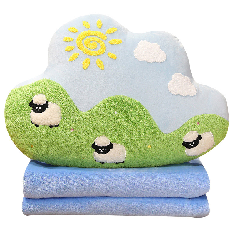 Nube plegable almohada edredón manta de doble propósito dos en una almohada de coche Dormir aire acondicionado manta cojín del coche muñeca