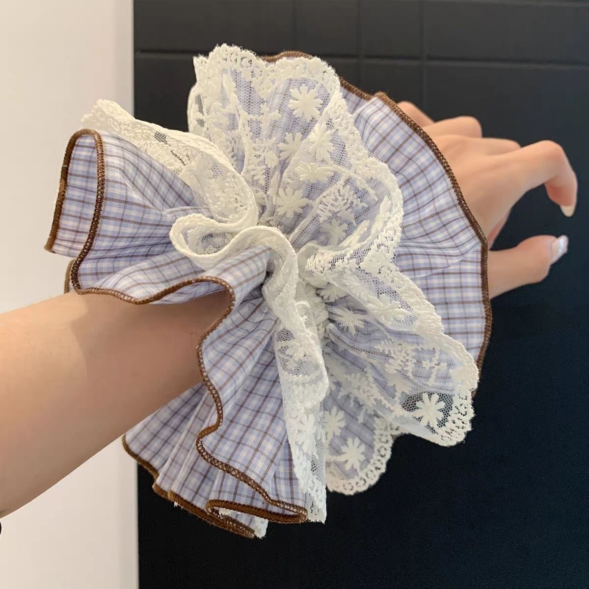 2026 nuevo estilo coreano super grande anillo de pelo intestino grande niñas de alto nivel de sensación de cabello de flores cuerdas de cabello de cordón de goma adornos para el cabello