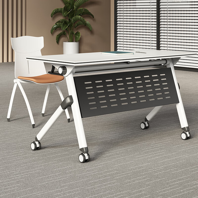 Foldable Training Table, Conference Table and Chair Set, Movable and Modular, Multifunctional Office Desk, Long Double-Person Study Table