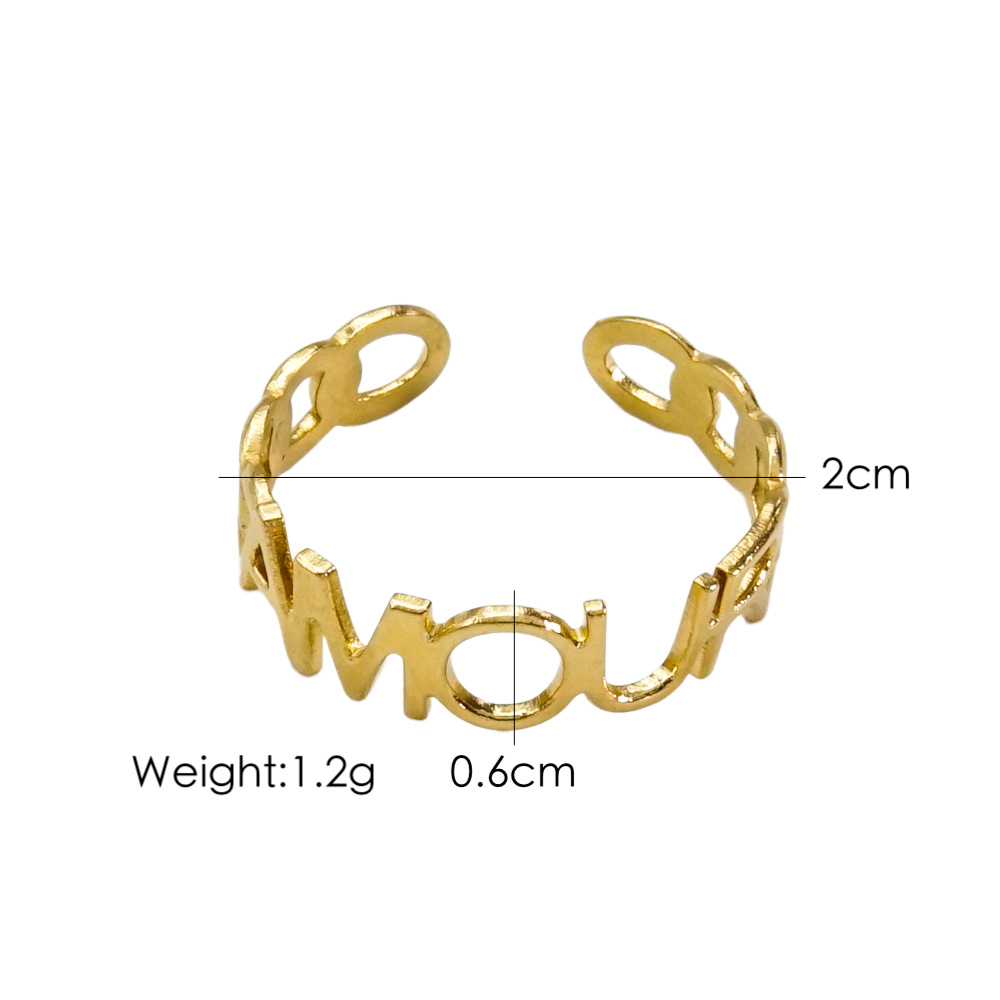 14K Gold, Real Gold Plated Plating Material Open Rings Classification PVD Coated 14K Gold Real Gold Plated Geometric Letter Flower 304 Stainless Steel Basic Simple Style Waterproof Non Tarnish Open Rings