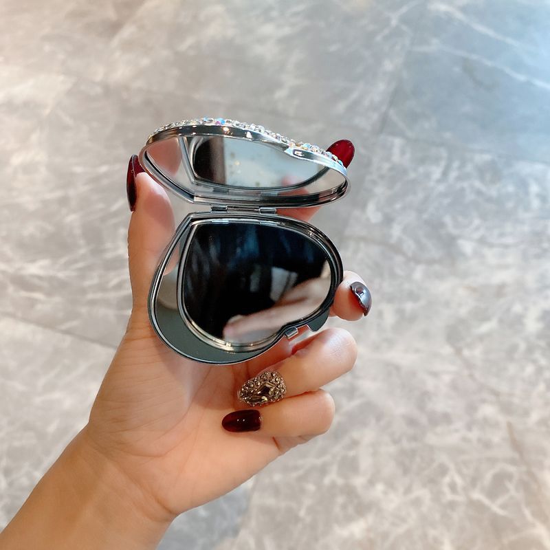 63g Weight Mirror Makeup Tools Types 1 Piece Quantity Rhinestone Material Heart Shape Pattern Glam, Shiny Style Glam Shiny Heart Shape Rhinestone Mirror 1 Piece 9