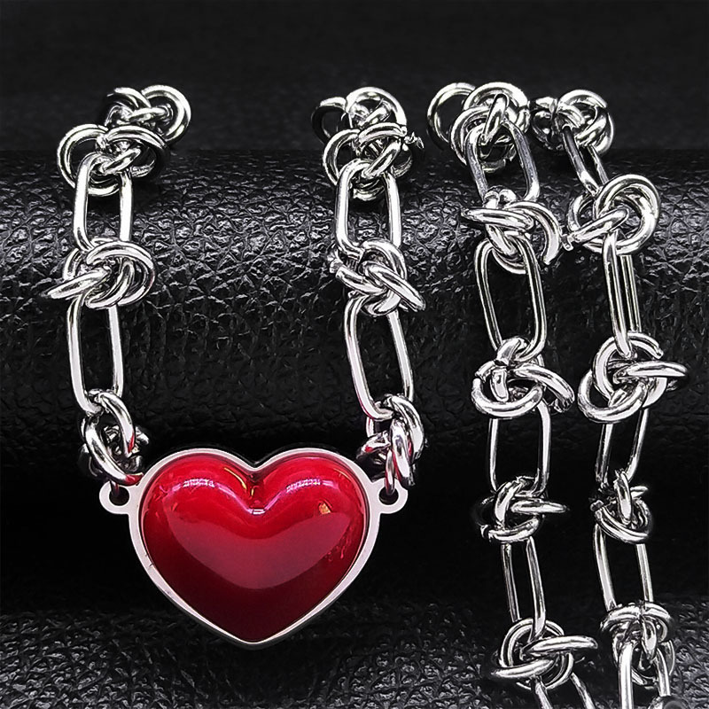 Hip-Hop Cool Style Heart Shape Stainless Steel ABS Pendant Necklace display picture 1